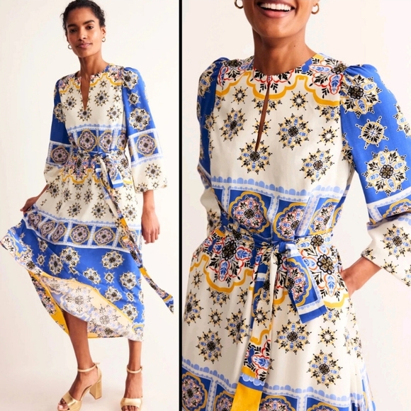Boden Dresses & Skirts - BODEN Occasion Blouson Maxi Dress Surf The Web Mosaic Charm Multicolor Size 8